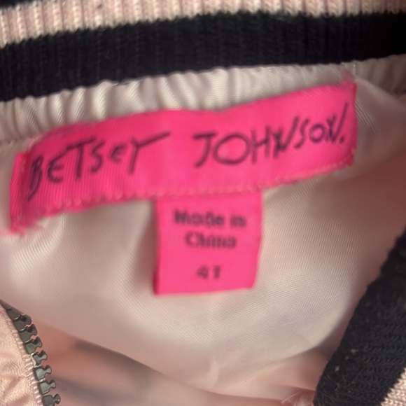 Betsey Johnson bomber jacket coat kids shiny satiny silky fabric pink embroider - Picture 11 of 12